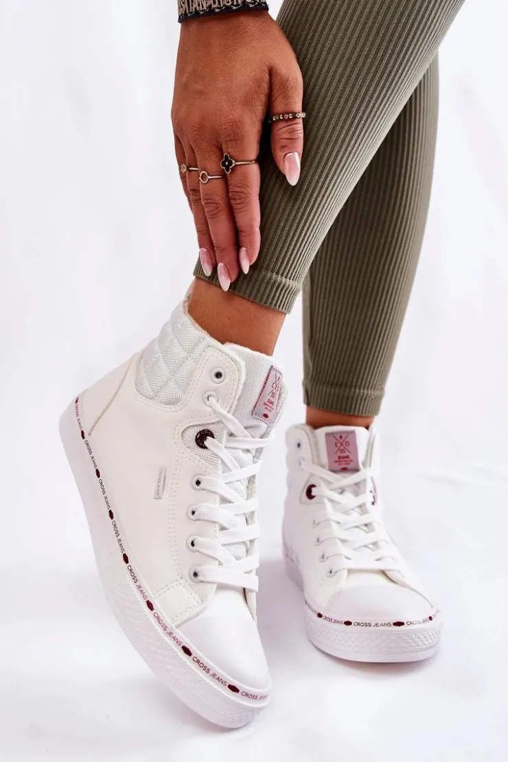 Cross Jeans Trampki Damskie Cross Jeans|Trampki Ocieplane*Damskie Wysokie Trampki KK2R4060C Białe