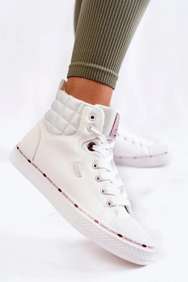 Cross Jeans Trampki Damskie Cross Jeans|Trampki Ocieplane*Damskie Wysokie Trampki KK2R4060C Białe