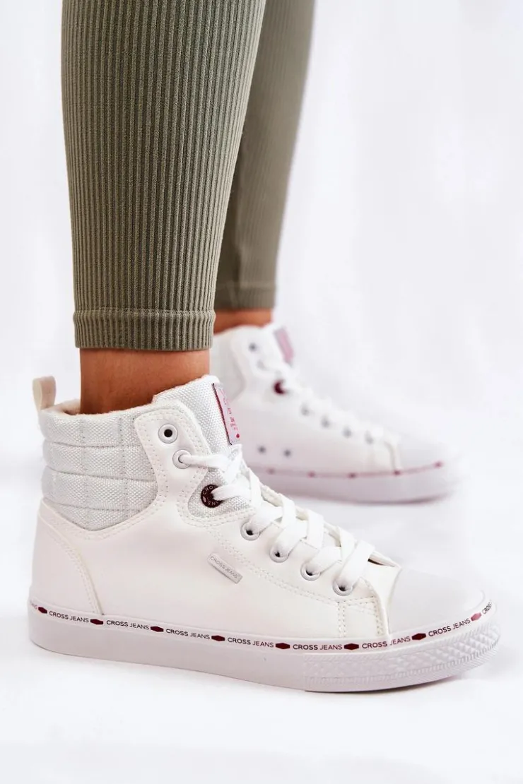 Cross Jeans Trampki Damskie Cross Jeans|Trampki Ocieplane*Damskie Wysokie Trampki KK2R4060C Białe
