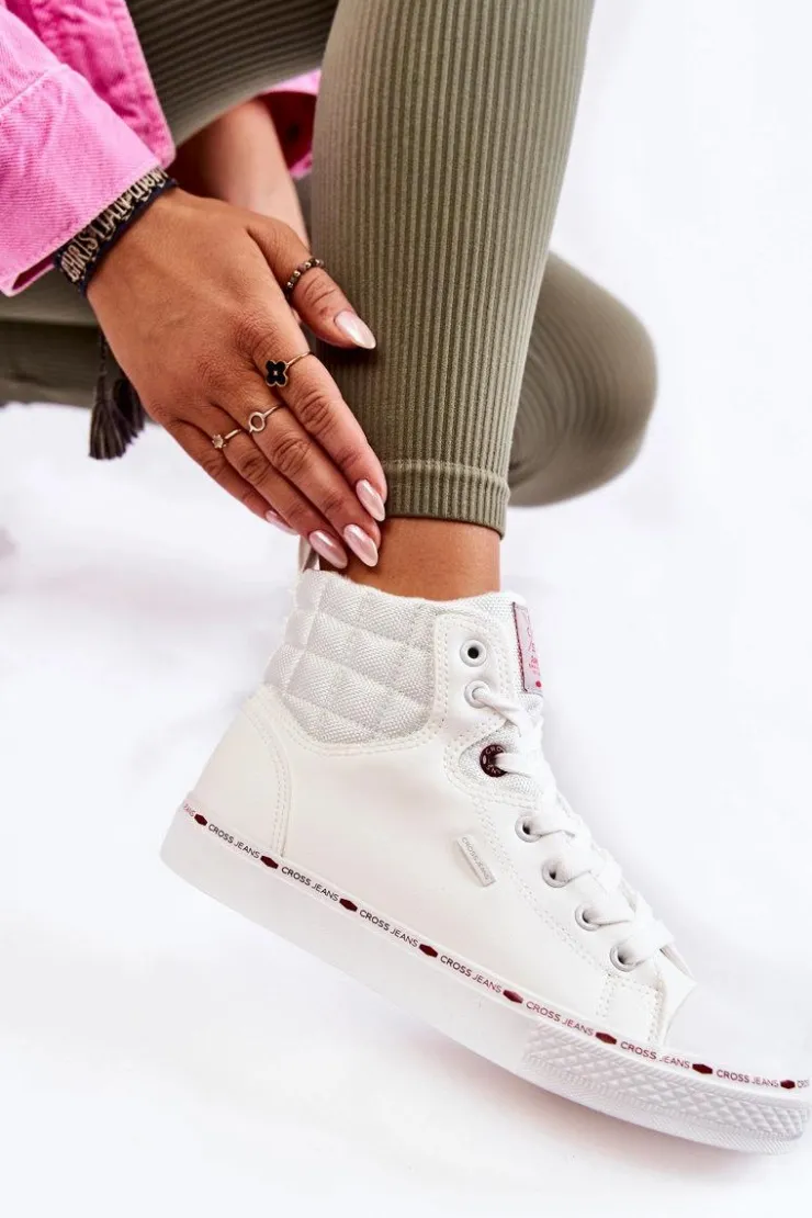 Cross Jeans Trampki Damskie Cross Jeans|Trampki Ocieplane*Damskie Wysokie Trampki KK2R4060C Białe
