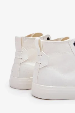 Damskie Big Star Shoes Damskie Wysokie Trampki Materiałowe Big Star LL274445 Białe