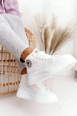 Damskie Boto Damskie Wysokie Trampki Na Platformie Białe Nice Girl