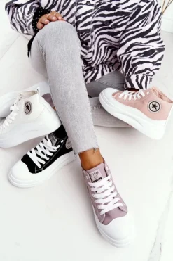 Boto Trampki Damskie Wysokie*Damskie Wysokie Trampki Na Platformie Czarne Nice Girl