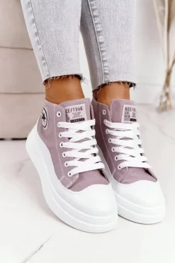 Damskie Boto Damskie Wysokie Trampki Na Platformie Szare Nice Girl