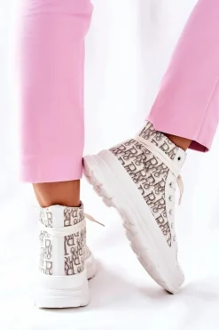 Online Boto Damskie Wysokie Trampki Z Nadrukiem Białe Only You