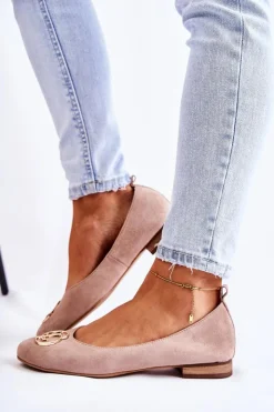 Boto Baleriny Skórzane|Baleriny Klasyczne*Damskie Zamszowe Baleriny Z Ozdobą Nicole 2746 Beżowe