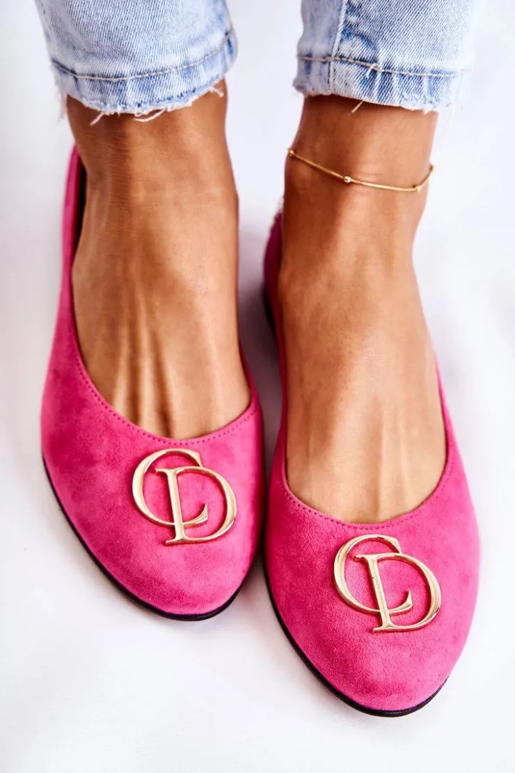 Sale Boto Damskie Zamszowe Baleriny Z Ozdobą Nicole 2746 Fuksja