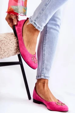 Sale Boto Damskie Zamszowe Baleriny Z Ozdobą Nicole 2746 Fuksja