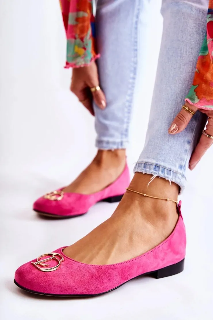 Sale Boto Damskie Zamszowe Baleriny Z Ozdobą Nicole 2746 Fuksja