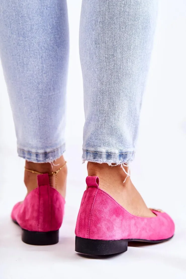 Sale Boto Damskie Zamszowe Baleriny Z Ozdobą Nicole 2746 Fuksja