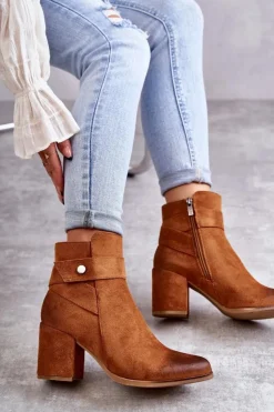 Damskie Boto Damskie Zamszowe Botki La.Fi 260041C-SU Camel