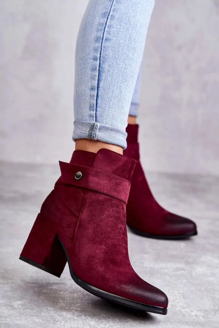 Hot Boto Damskie Zamszowe Botki La.Fi 260041WI-SU Czerwone