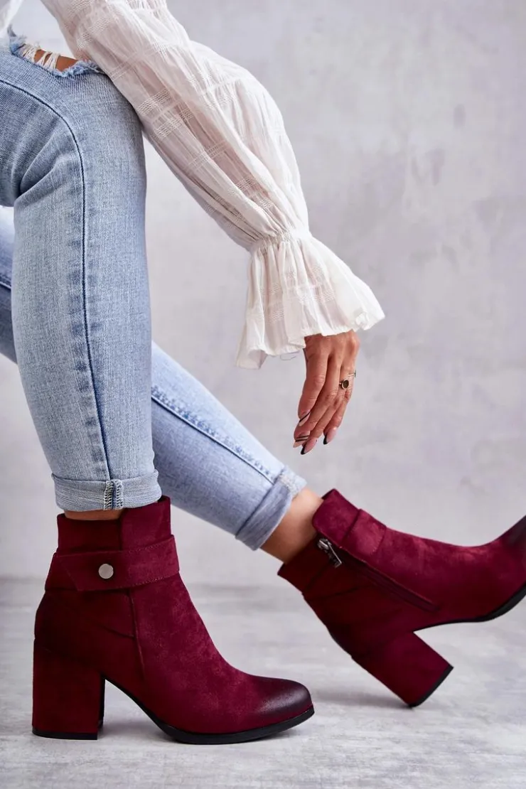 Hot Boto Damskie Zamszowe Botki La.Fi 260041WI-SU Czerwone