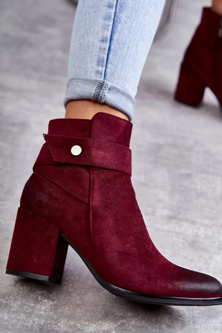 Hot Boto Damskie Zamszowe Botki La.Fi 260041WI-SU Czerwone