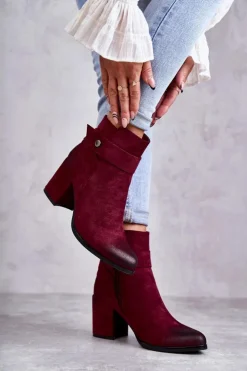 Hot Boto Damskie Zamszowe Botki La.Fi 260041WI-SU Czerwone