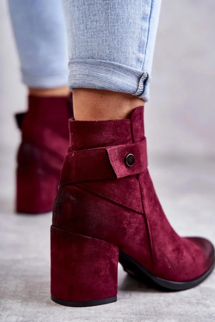 Hot Boto Damskie Zamszowe Botki La.Fi 260041WI-SU Czerwone