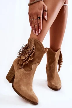 Boto Botki Wiosenne|Botki Skórzane*Damskie Zamszowe Botki Lewski Shoes 2808/L Beżowe