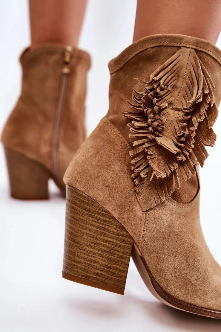 Boto Botki Wiosenne|Botki Skórzane*Damskie Zamszowe Botki Lewski Shoes 2808/L Beżowe