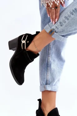 Clearance Maciejka Damskie Zamszowe Botki Na Obcasie 06247-01 Czarne