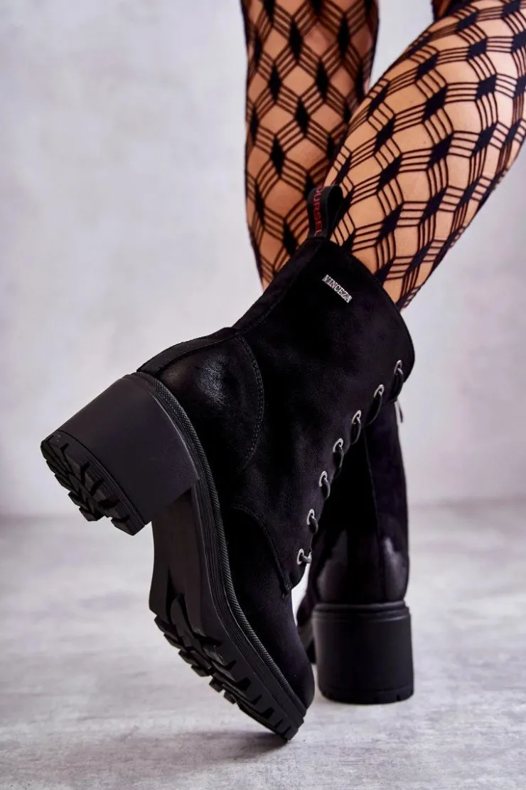 Sale Buty damskie Vinceza Damskie Zamszowe Botki Na Obcasie Czarne Grethe
