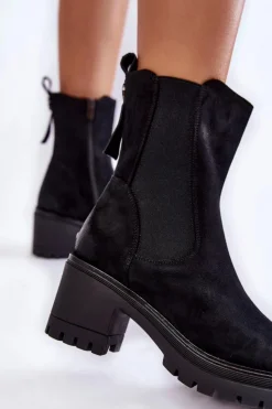 Buty damskie Vinceza Damskie Zamszowe Botki Na Suwak Czarne Liris