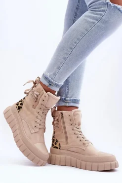 Sale Boto Damskie Zamszowe Botki Na Platformie Jasnobeżowe Raftera