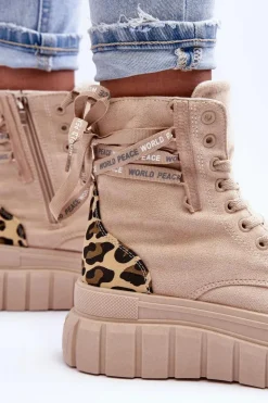 Sale Boto Damskie Zamszowe Botki Na Platformie Jasnobeżowe Raftera