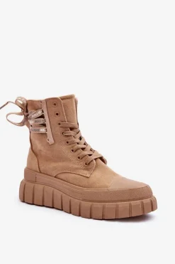 Boto Botki Sznurowane|Czarne Botki*Damskie Zamszowe Botki Na Platformie Beżowe Raftera