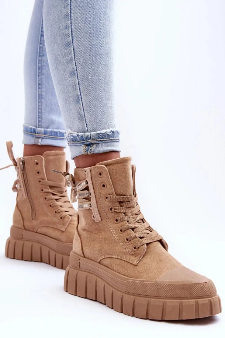 Boto Botki Sznurowane|Czarne Botki*Damskie Zamszowe Botki Na Platformie Beżowe Raftera