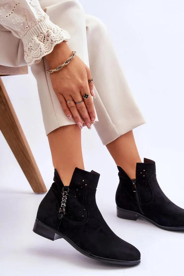 Damskie Buty damskie Vinceza Damskie Zamszowe Botki Na Suwak Czarne Belliano