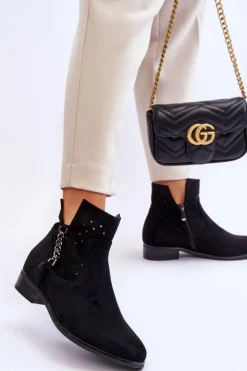 Damskie Buty damskie Vinceza Damskie Zamszowe Botki Na Suwak Czarne Belliano