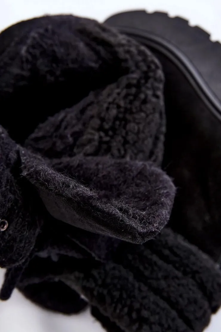 Outlet Boto Damskie Zamszowe Botki Na Koturnie Czarne Lemar Meniko