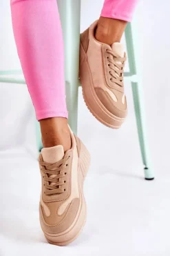 Damskie Boto Damskie Zamszowe Buty Sportowe Beżowe Segurro