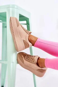 Damskie Boto Damskie Zamszowe Buty Sportowe Beżowe Segurro