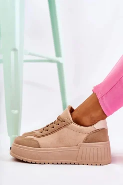 Damskie Boto Damskie Zamszowe Buty Sportowe Beżowe Segurro