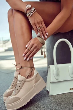 Damskie Boto Damskie Zamszowe Buty Sportowe Beżowe Segurro