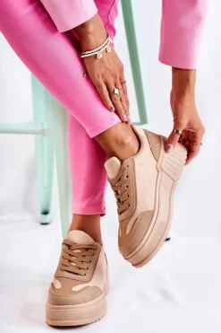 Damskie Boto Damskie Zamszowe Buty Sportowe Beżowe Segurro