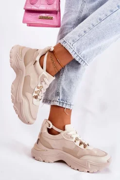 Boto Sneakersy Damskie*Damskie Zamszowe Buty Sportowe Sneakersy Jasnobeżowe Britany