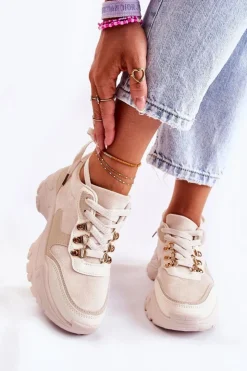 Boto Sneakersy Damskie*Damskie Zamszowe Buty Sportowe Sneakersy Jasnobeżowe Britany