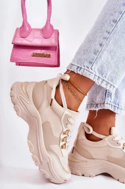 Boto Sneakersy Damskie*Damskie Zamszowe Buty Sportowe Sneakersy Jasnobeżowe Britany