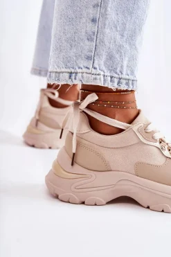 Boto Sneakersy Damskie*Damskie Zamszowe Buty Sportowe Sneakersy Jasnobeżowe Britany