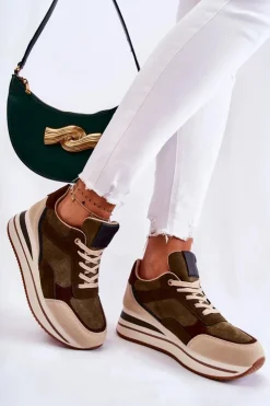 Damskie Boto Damskie Zamszowe Buty Sportowe Zielono-Beżowe Elisse