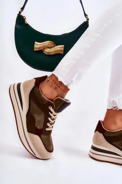 Damskie Boto Damskie Zamszowe Buty Sportowe Zielono-Beżowe Elisse