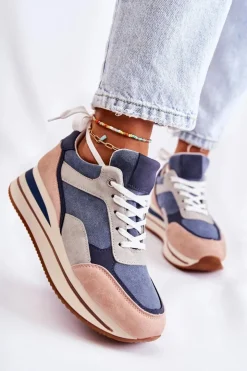 Boto Damskie Zamszowe Buty Sportowe Niebiesko-Szare Elisse