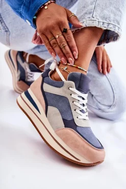 Boto Damskie Zamszowe Buty Sportowe Niebiesko-Szare Elisse