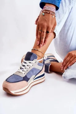 Boto Damskie Zamszowe Buty Sportowe Niebiesko-Szare Elisse