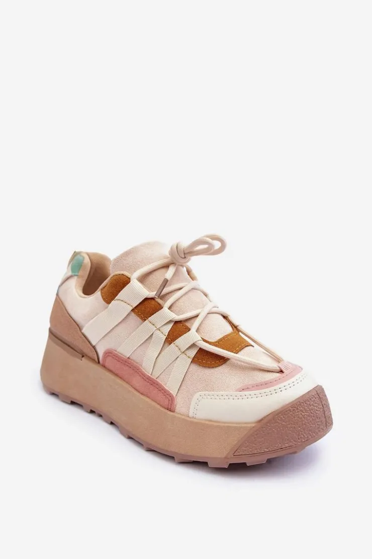 Boto Buty Sportowe Na Platformie|Sneakersy Damskie*Damskie Zamszowe Buty Sportowe Na Platformie Beżowe Rohan