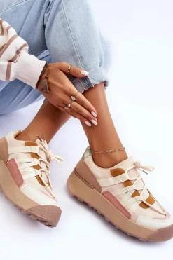 Boto Buty Sportowe Na Platformie|Sneakersy Damskie*Damskie Zamszowe Buty Sportowe Na Platformie Beżowe Rohan