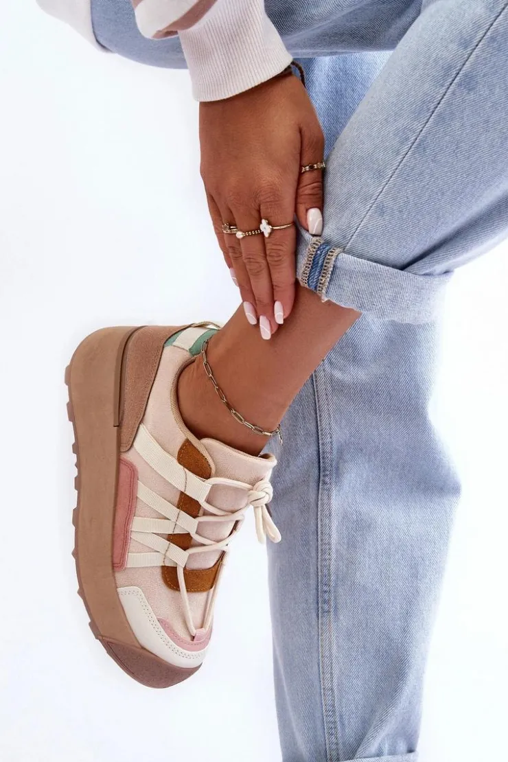 Boto Buty Sportowe Na Platformie|Sneakersy Damskie*Damskie Zamszowe Buty Sportowe Na Platformie Beżowe Rohan