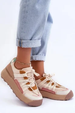 Boto Buty Sportowe Na Platformie|Sneakersy Damskie*Damskie Zamszowe Buty Sportowe Na Platformie Beżowe Rohan